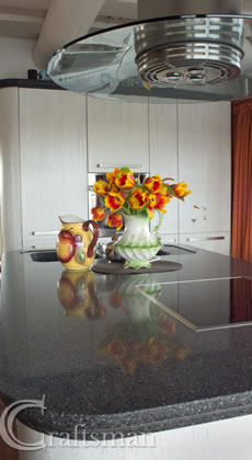 Kitchen worktops in light granite