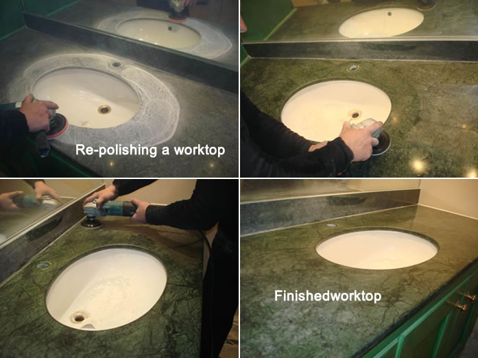 Re-polishing granite worktop